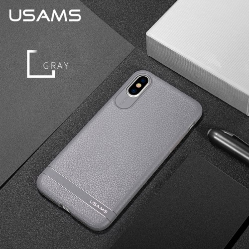 Usams Litchi Case (iPhone X/Xs) - Gray
