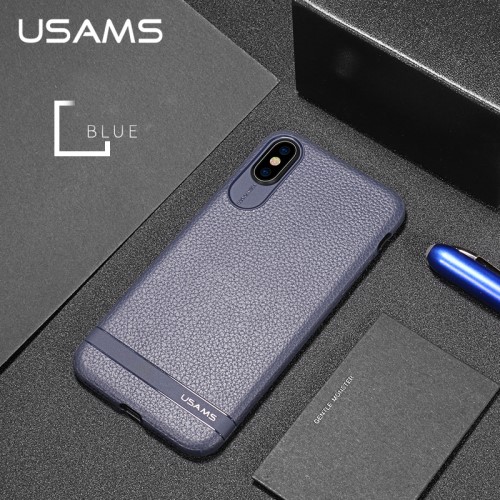 Usams Litchi Case (iPhone X/Xs) - Mørk