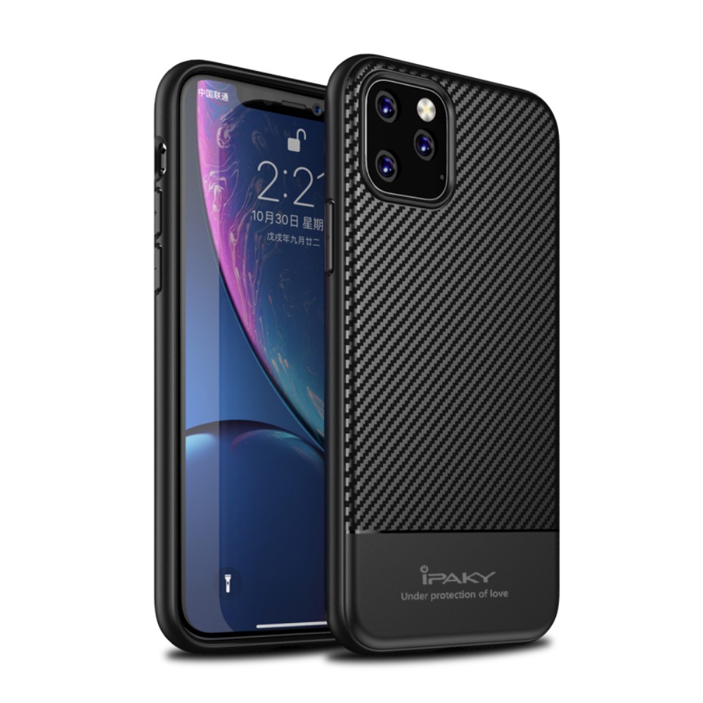 iPaky Carbon Fibre Texture (iPhone 11 Pro Max) - Svart
