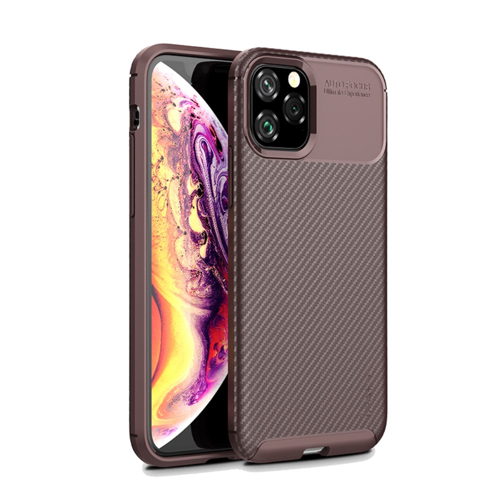 iPaky Carbon Fiber Texture Soft (iPhone 11 Pro Max) - Brun