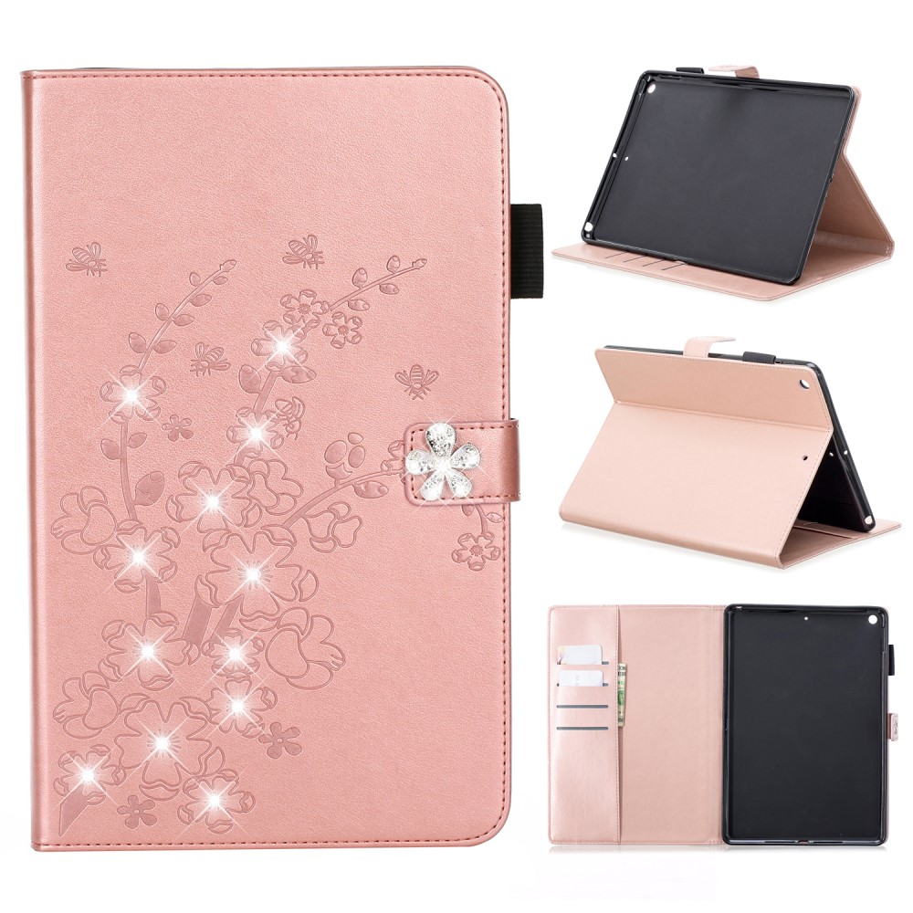 Trolsk Flower Rhinestone Wallet (iPad 10,2) - Rose gull