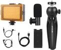 Puluz Live Broadcast Kit - Tripod + LED Lamp + Microphone + Phone Clamp