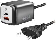 LogiLink 2-Port GaN-lader med fast kabel