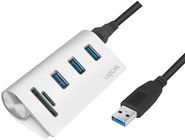 LogiLink USB 3.0 3-ports hub med kortleser