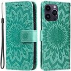 Trolsk Imprint Dahlia Flower Wallet (iPhone 15 Pro Max) - Gr�nn