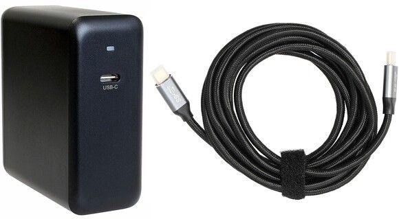 Brodit 100W laddare med EU-kabel och 3m Typ-C till Typ-C kabel 217227
