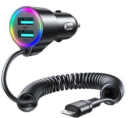 Joyroom 3-in-1 Car Charger with Lightning Cable