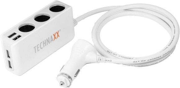 Technaxx 4-port USB & 3-socket Car Charger