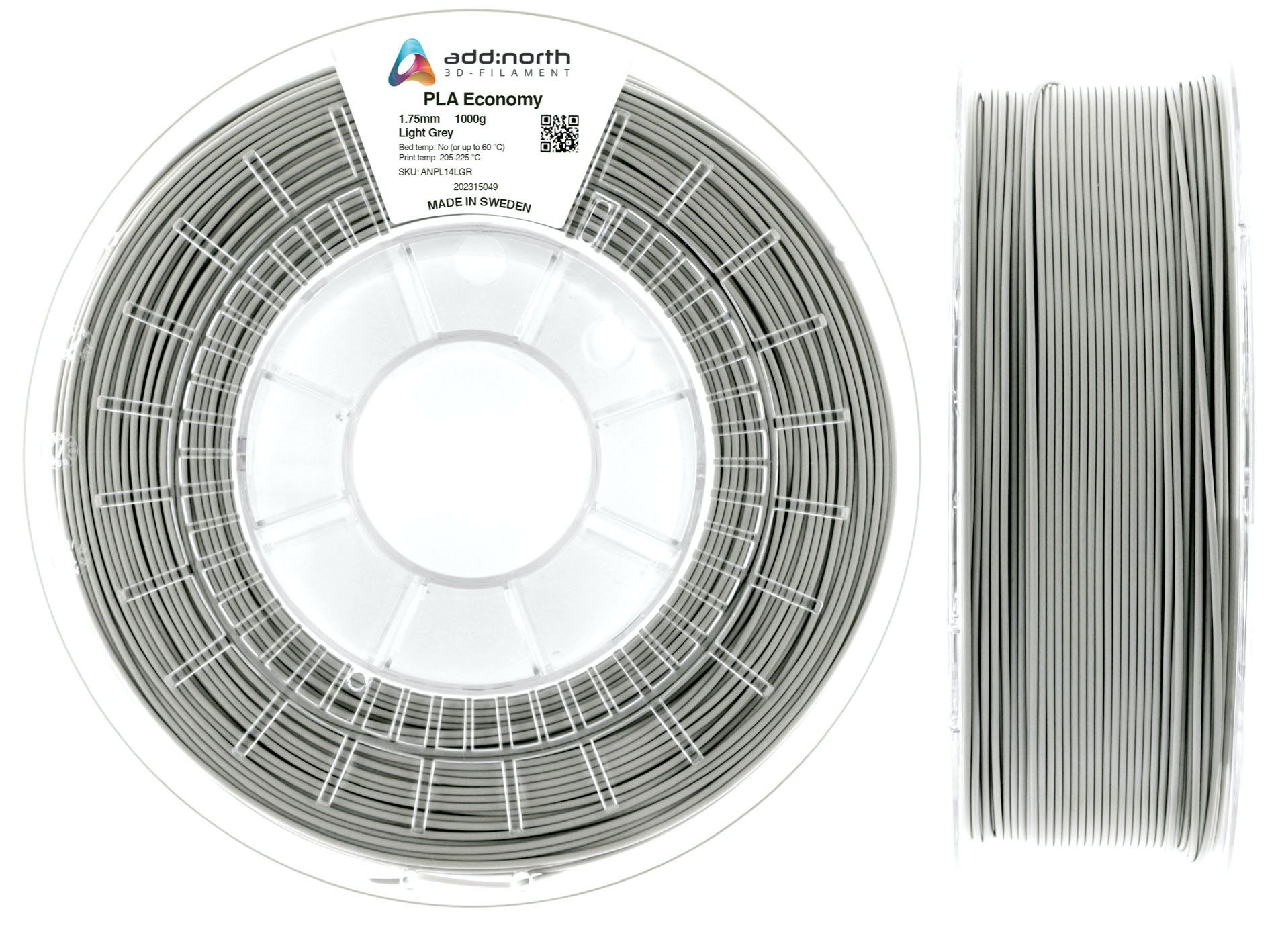 add:north PLA Economy 1,75mm (1,0 kg) - Ljusgrå