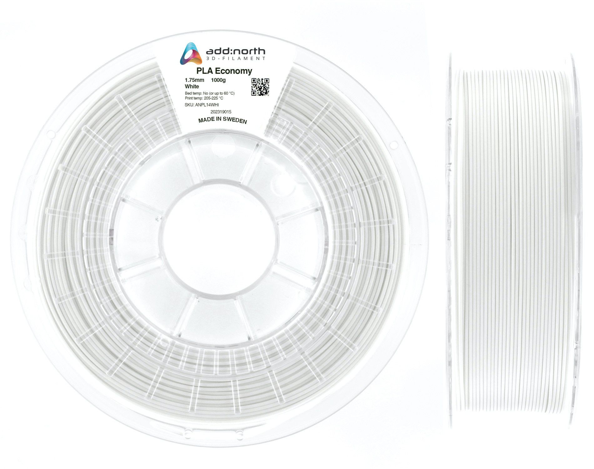 Addnorth Pla Economy - 1.75mm - 1000g - Hvit