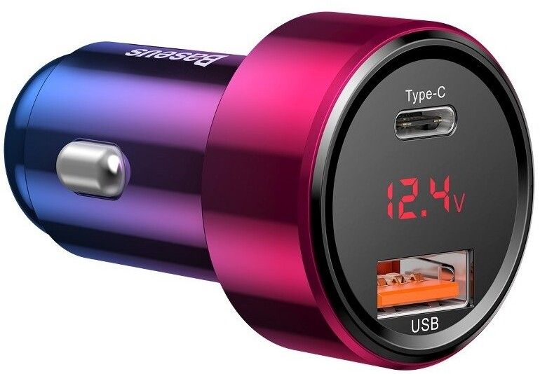 Baseus Magic Car Charger USB + USB-C QC 4.0 PD 45W (Red+Blue)