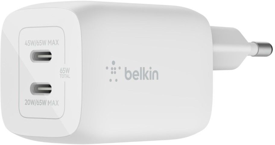 Belkin BoostCharge Pro Dual USB-C GaN Vegglader med PPS 65W
