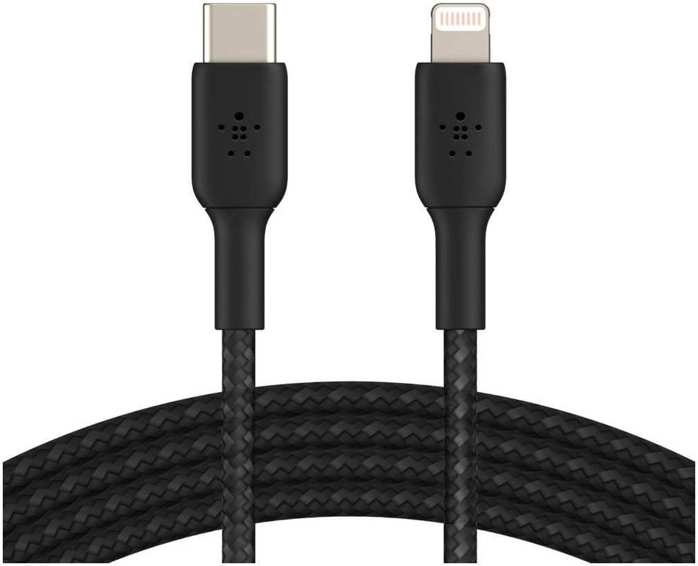 Belkin USB-C To Lightning Braided - Svart 1 meter