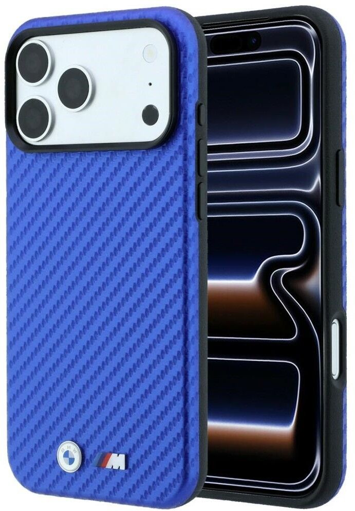 BMW M Carbon Metal Logo MagSafe Case (iPhone 17 Pro/18 Pro) - Blå