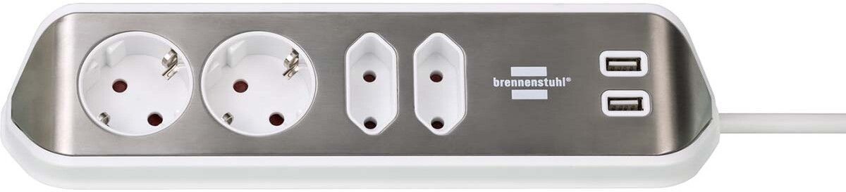 Brennenstuhl estilo Hjørneforlengelsesledning 4-veis m/ USB - år