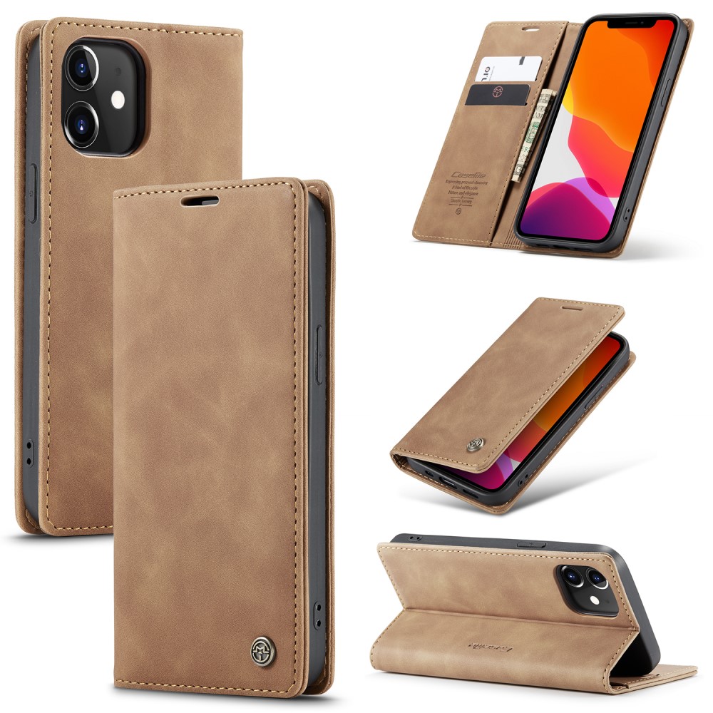 CaseMe Matte Wallet Style (iPhone 12/12 Pro) - Ljusbrun