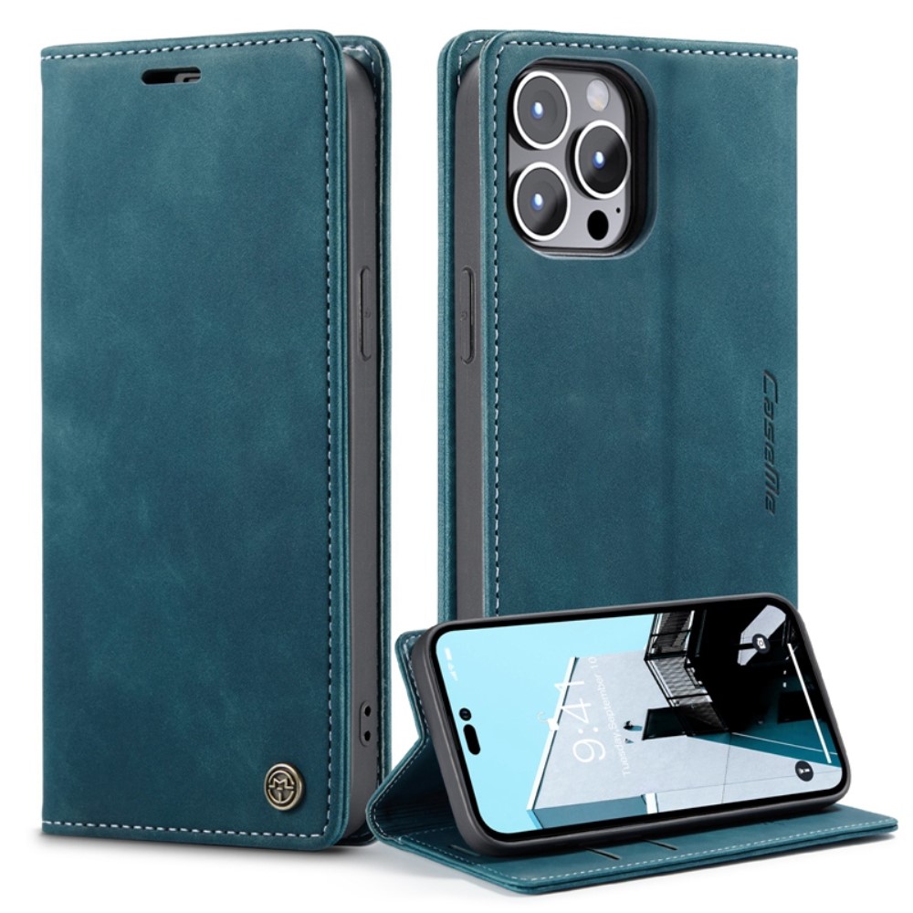 CaseMe Matte Wallet Style (iPhone 14 Pro) - Blå