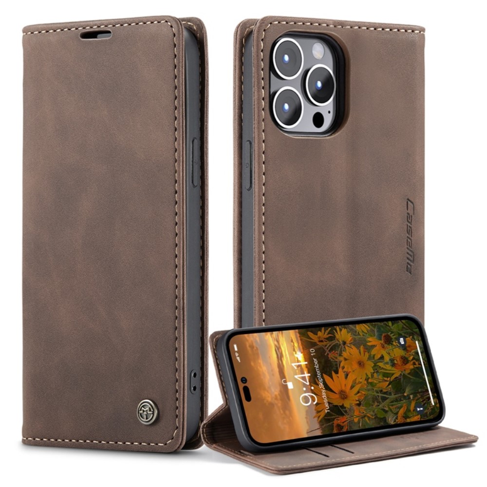 CaseMe Matte Wallet Style (iPhone 14 Pro Max) - Brun