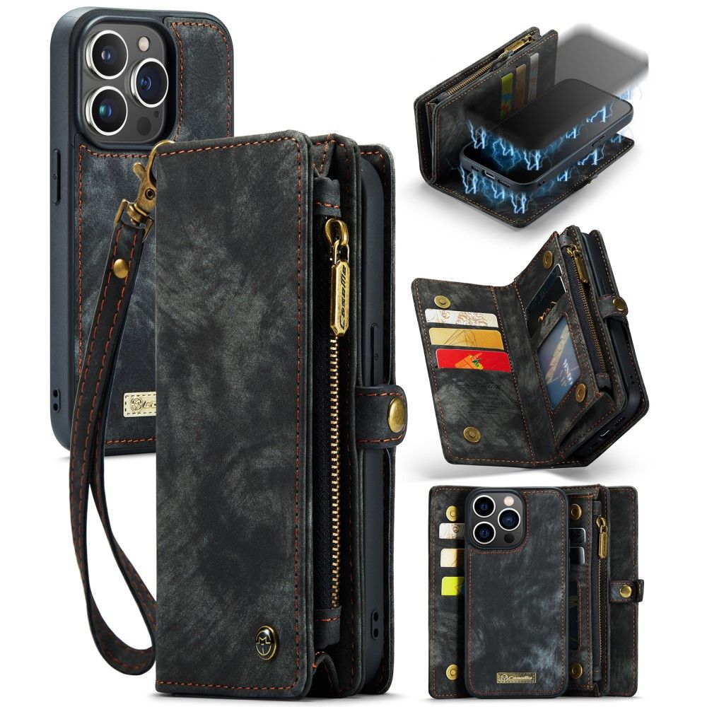 CaseMe Vintage 2-i-1 (iPhone 15 Pro Max) - Svart