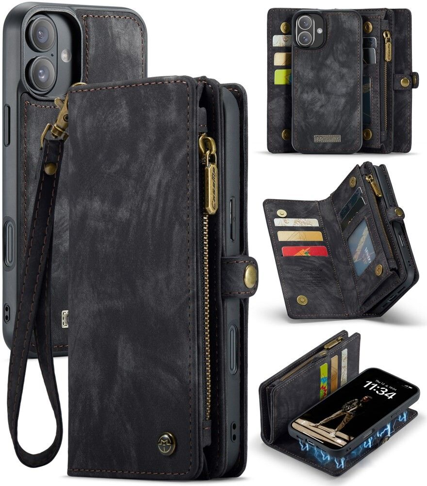 CaseMe Vintage 2-i-1 (iPhone 16) - Svart