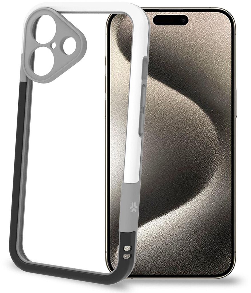 Celly Bumper (iPhone 16) - Svart/hvit
