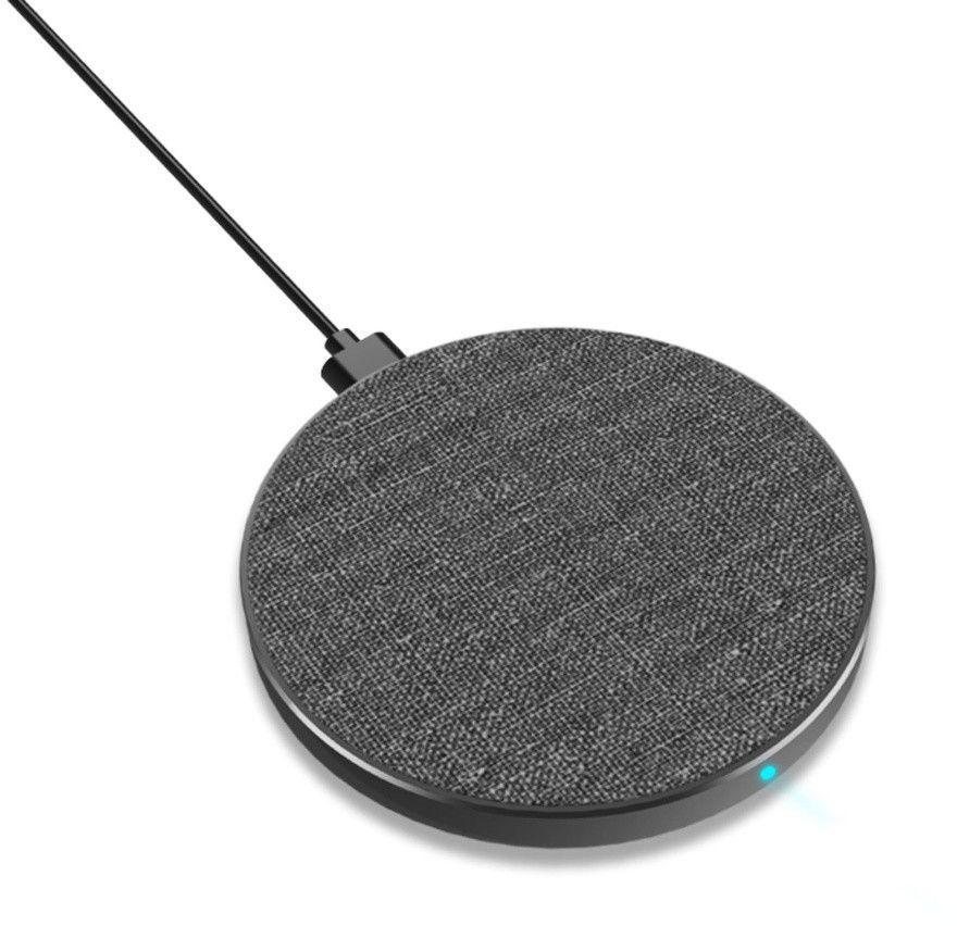 Trådløs lader 10W QI metall/stoff
