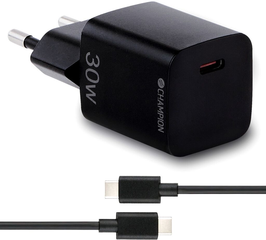 Champion Fast Charge USB-C PD 30W + USB-C til USB-C-kabel