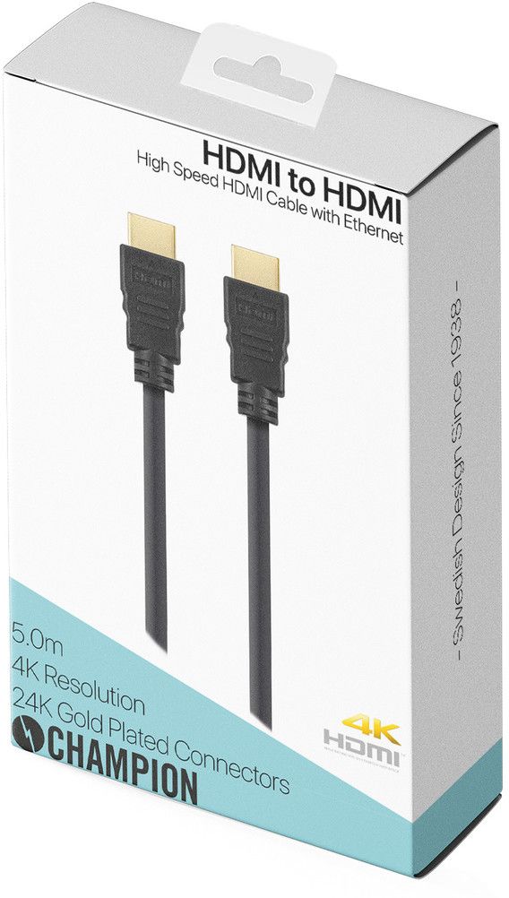 Champion HDMI- till HDMI-kabel - 5 meter - Hvit