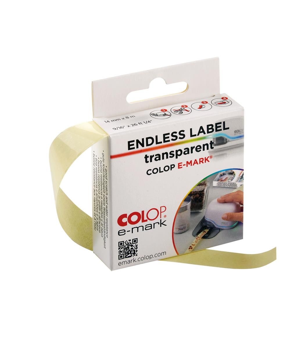 Colop e-mark Endless Label 14 mm x 8m - Gjennomsiktig