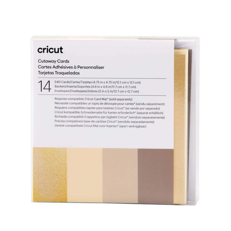 Cricut Neutrals Sampler - Cutaway card set - grå, kaki, kremfarget, hvit, holographic gold
