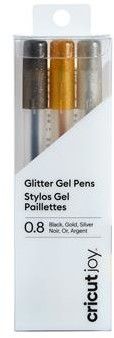 Cricut Joy Glitter Gel Penner 0,8 mm 3-pakning - Guld/silver/svart