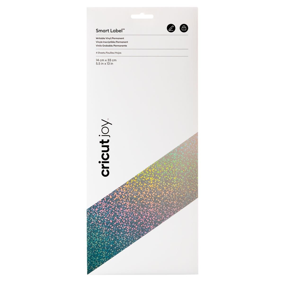 Cricut Joy Smart Label Writable Vinyl Permanent - 4-pack - Silver Holographic