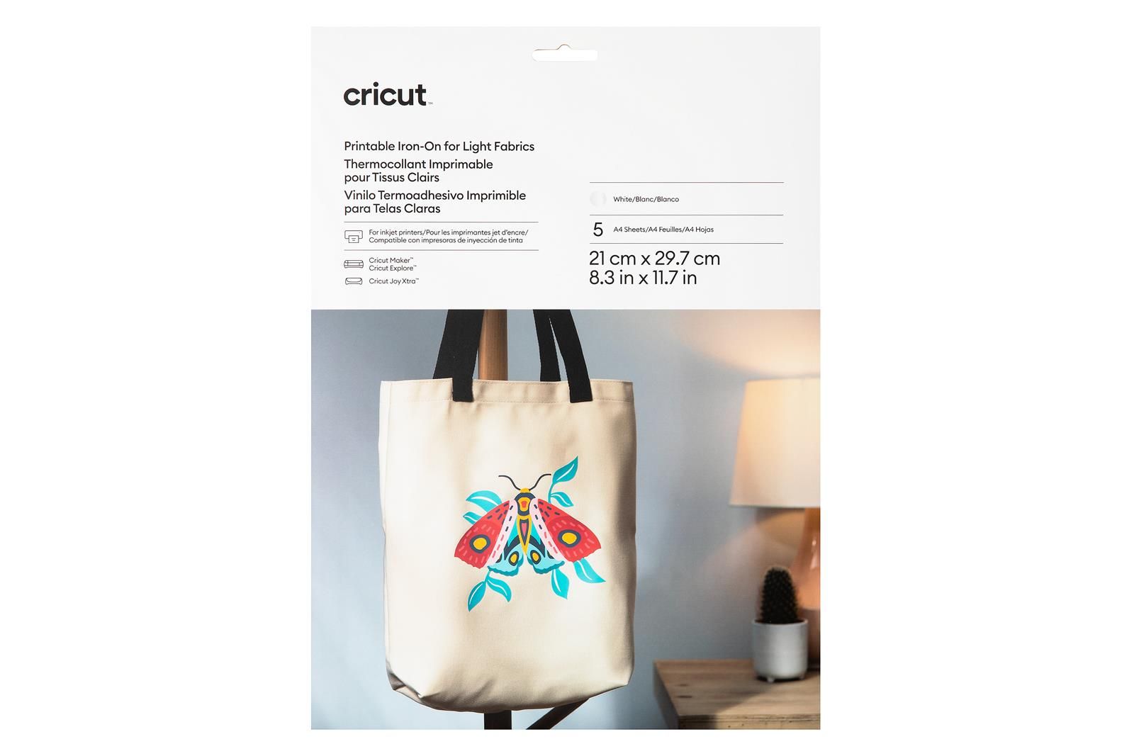 Cricut Joy Xtra Utskrivbar Iron-On A4 - Lyse stoffer 5-pakning