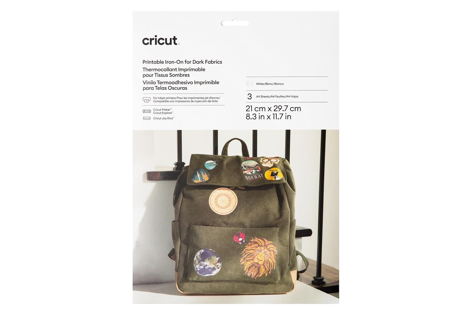 Cricut Joy Xtra Utskrivbar Iron-On A4 - Mørke stoffer 3-pakning