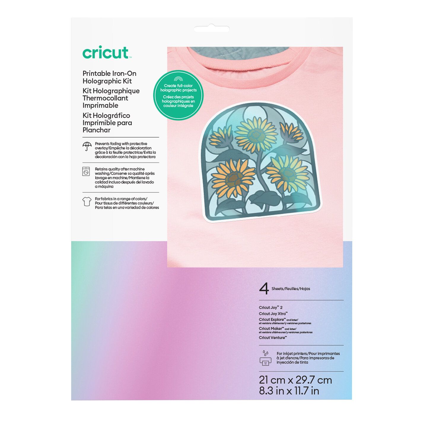 Cricut Joy Xtra Utskrivbar Iron-On A4 - Holographic Kit 4-pack
