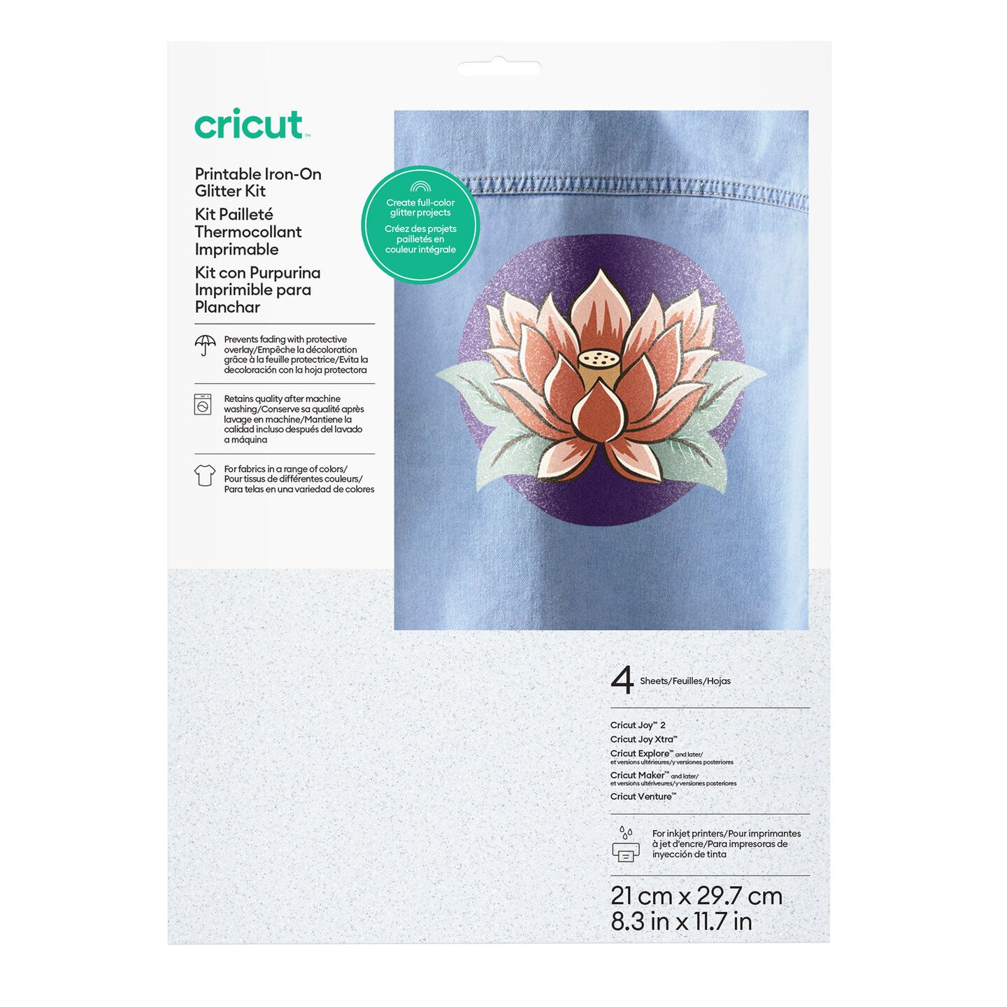 Cricut Joy Xtra Utskrivbar Iron-On A4 - Glitter Kit 4-pack