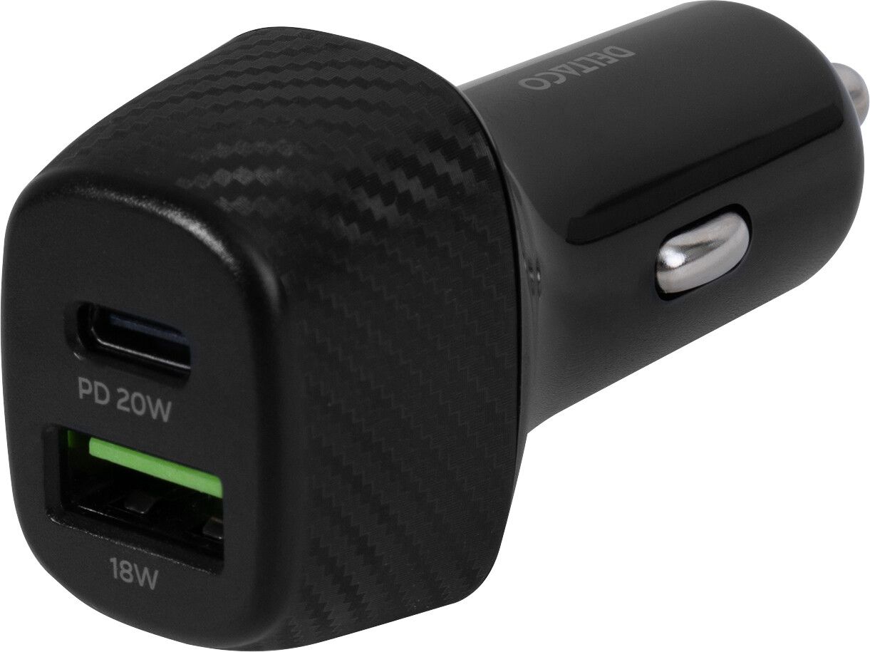 Deltaco USB car charger 1x USB-C PD 18 W 1x USB