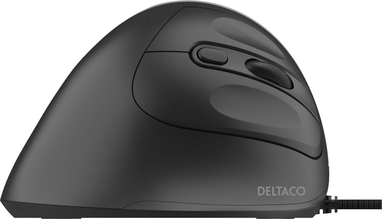 Deltaco Silent Wired Vertical Mouse 4 buttons 1000-1600 - Ergonomisk mus - 4 - Svart