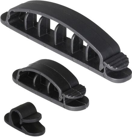 Deltaco adhesive cable clamps in plastic 1/3/6 sl
