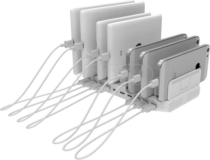 Linocell 10 A USB-ladestasjon med 6 porter Svart