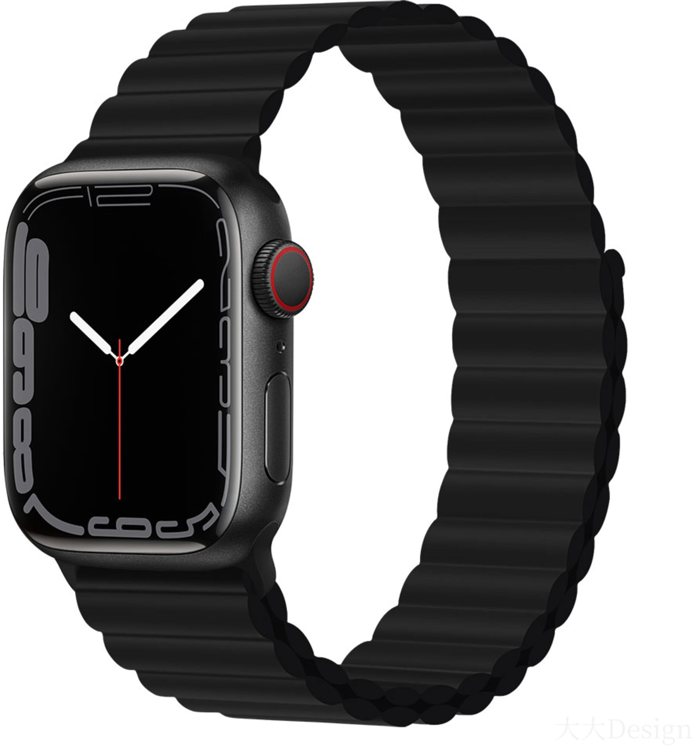 Devia Sport3 Silicone Magnet Watch Band (Watch 49/46/45/44/42mm) - Svart