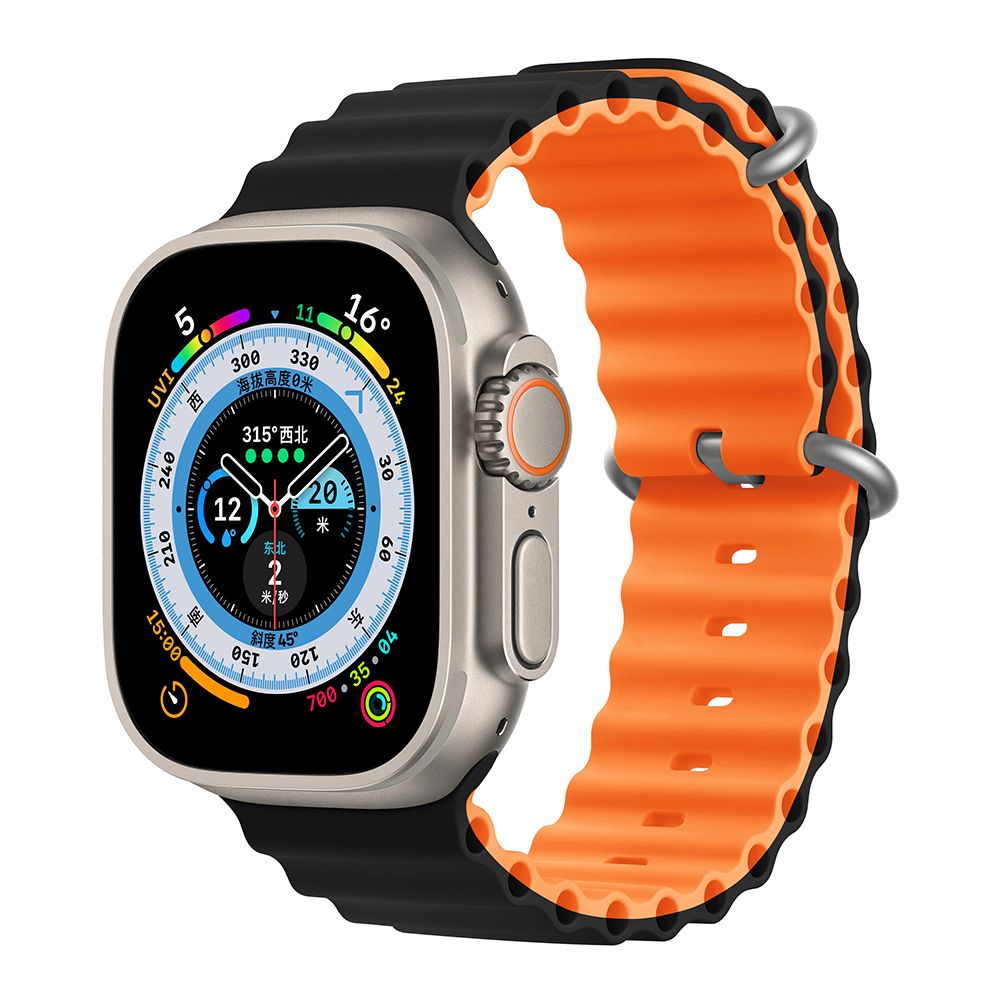 Devia Sport6 Silicone Two-tone Watch Band (Watch 42/41/40/38mm) - Svart /orange