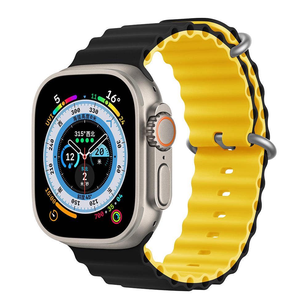 Devia Sport6 Silicone Two-tone Watch Band (Watch 42/41/40/38mm) - Svart/gul