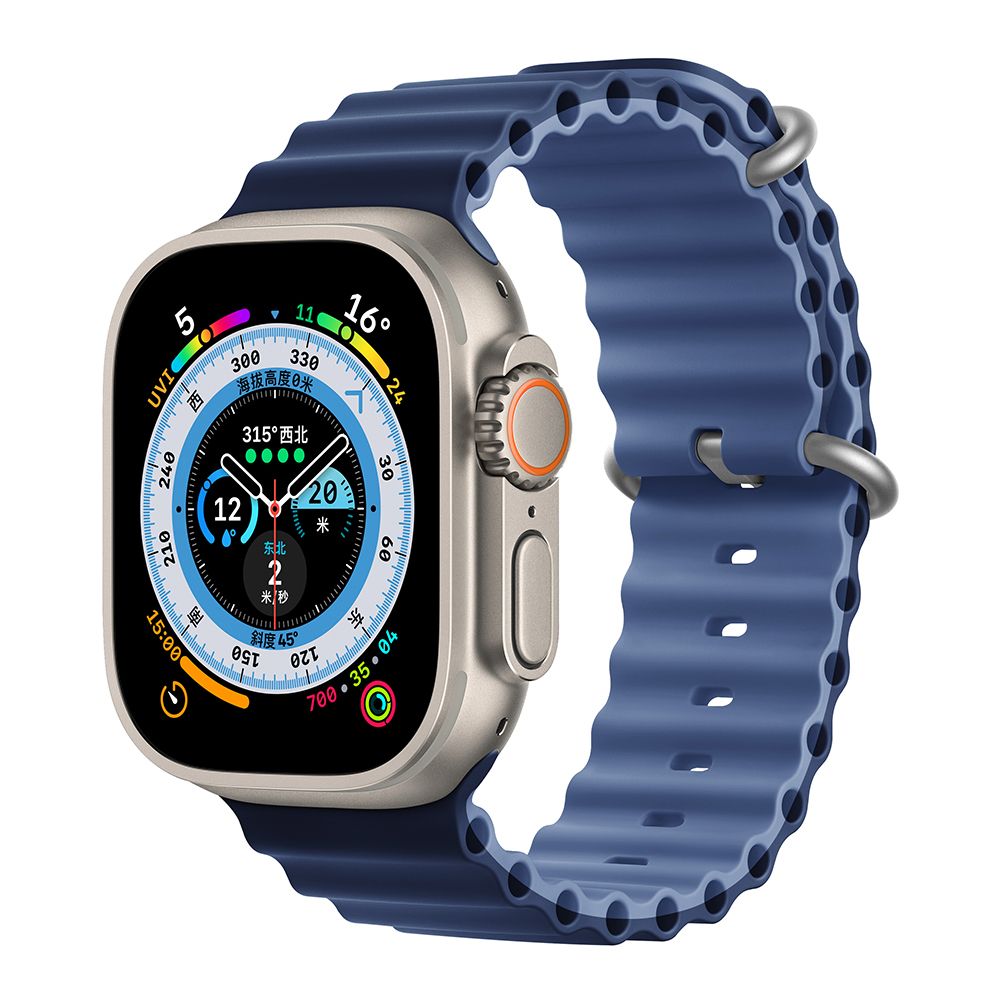 Devia Sport6 Silicone Two-tone Watch Band (Watch 49/46/45/44/42mm) - Mörkblå/ljusblå