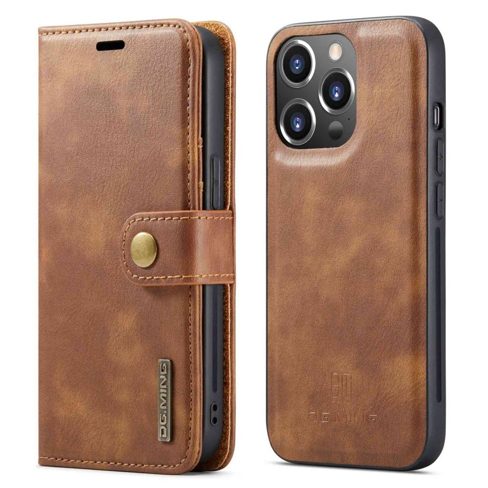 DG Ming avtakbar lommebok (iPhone 14 Pro) - Brun