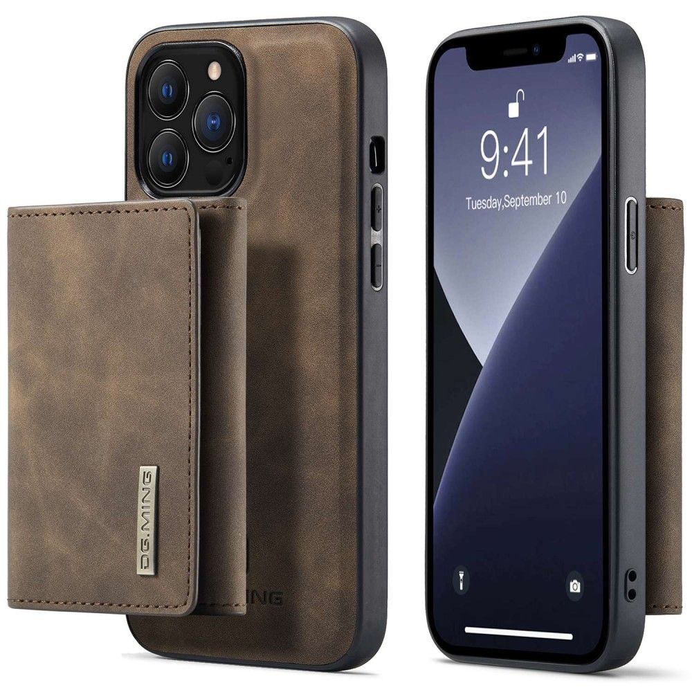 DG Ming M1 2-i-1 lommebok (iPhone 15 Pro) - Brun
