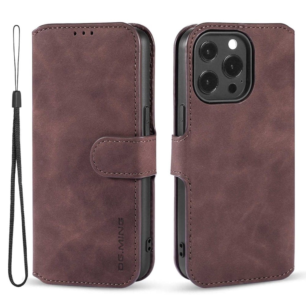 DG Ming Retro Wallet (iPhone 14 Pro) - Mørkebrun