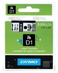 Dymo Tape D1 6mm Svart/gjennomsiktig