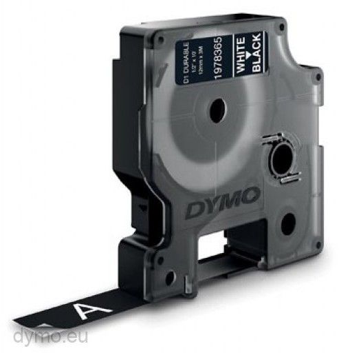 Dymo Tape D1 Extra Strong 12mm x 3m - Hvit svart