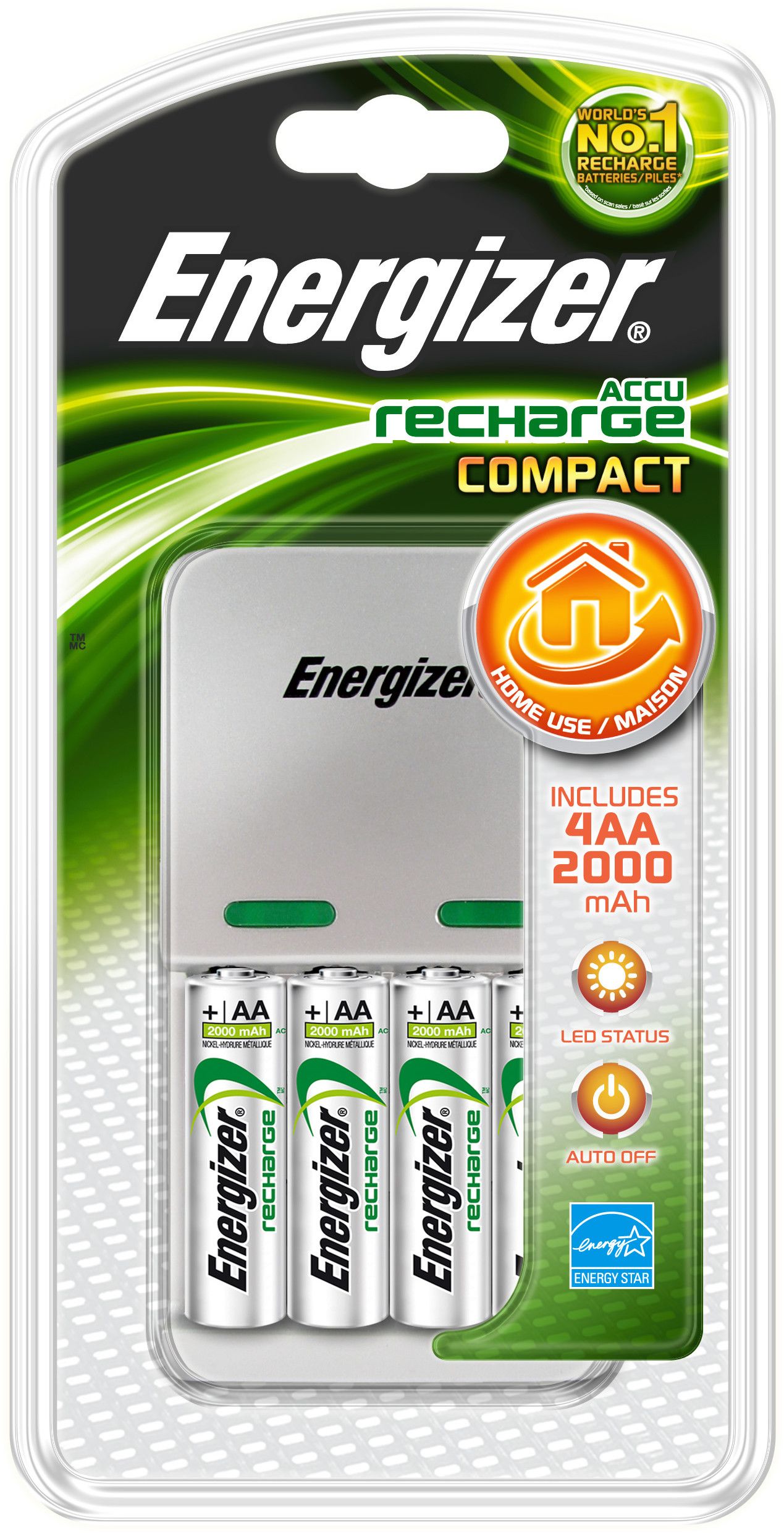 Energizer Recharge Compact 2000 + 4x AA